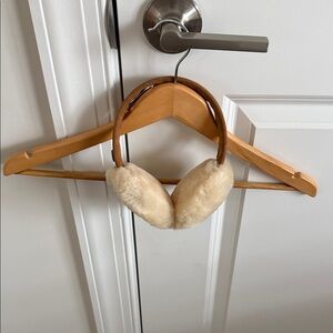 UGG Tan and Cream Shearling Earmuffs in neutrals
